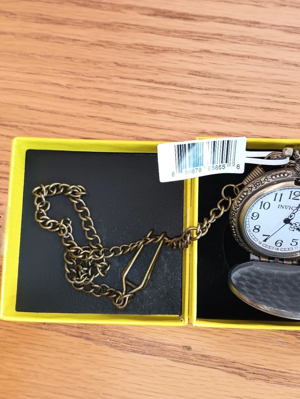 Invicta Skull Pocket Watch with Red Eye Accent. New. With Chain.